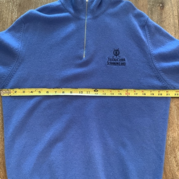NWT St. Andrew’s Old Course Quarter Zip Wool Sweater in Ocean Blue - Picture 10 of 10